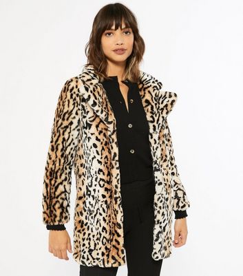 New look shop leopard fur coat