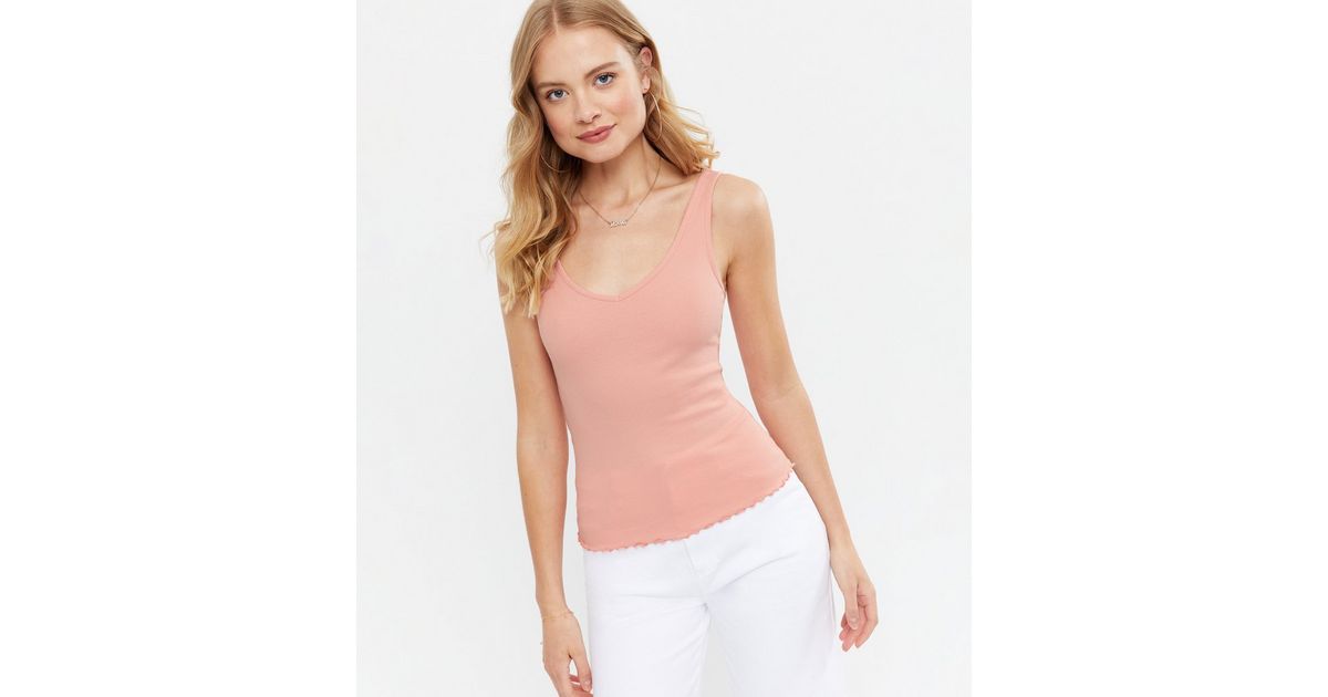 Coral Jersey V Neck and Back Vest | New Look