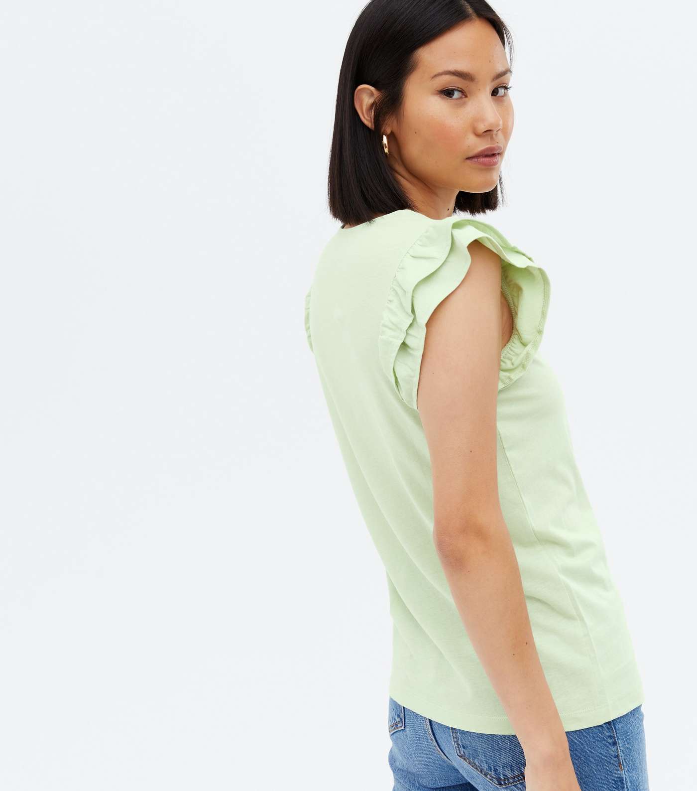 Light Green Frill Sleeve T-Shirt Image 4