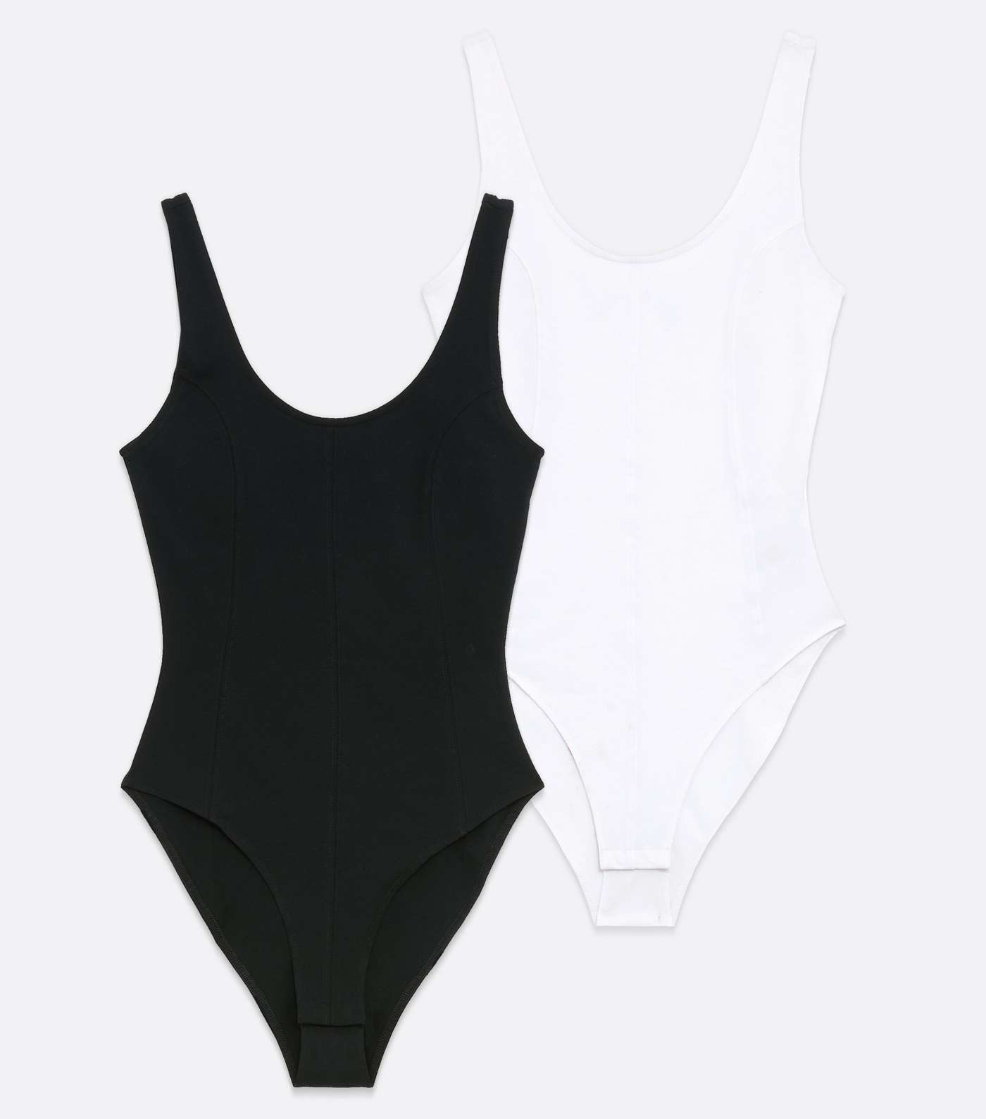 2 Pack White and Black Corset Seam Bodysuits Image 5