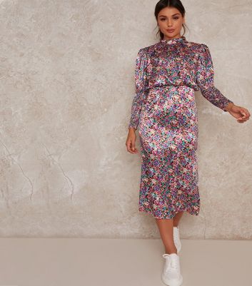 black silk floral dress