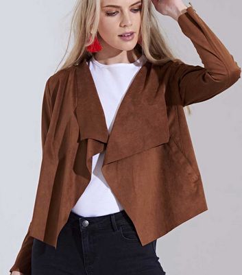 Brown Suedette Waterfall Jacket 
