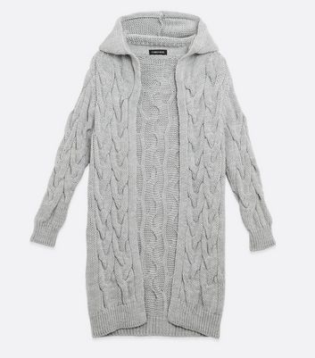 new look long grey cardigan