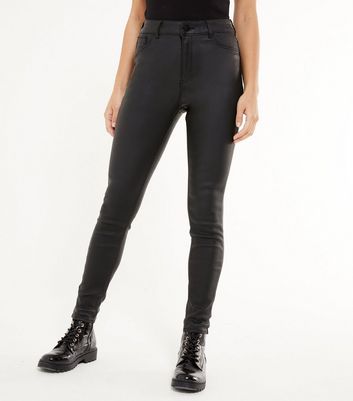 Urban Bliss Black Leather-Look Skinny Jeans