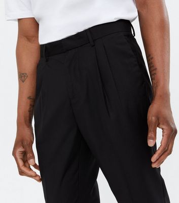 Black men's pleated trousers in cotton satin | Haruco-vert