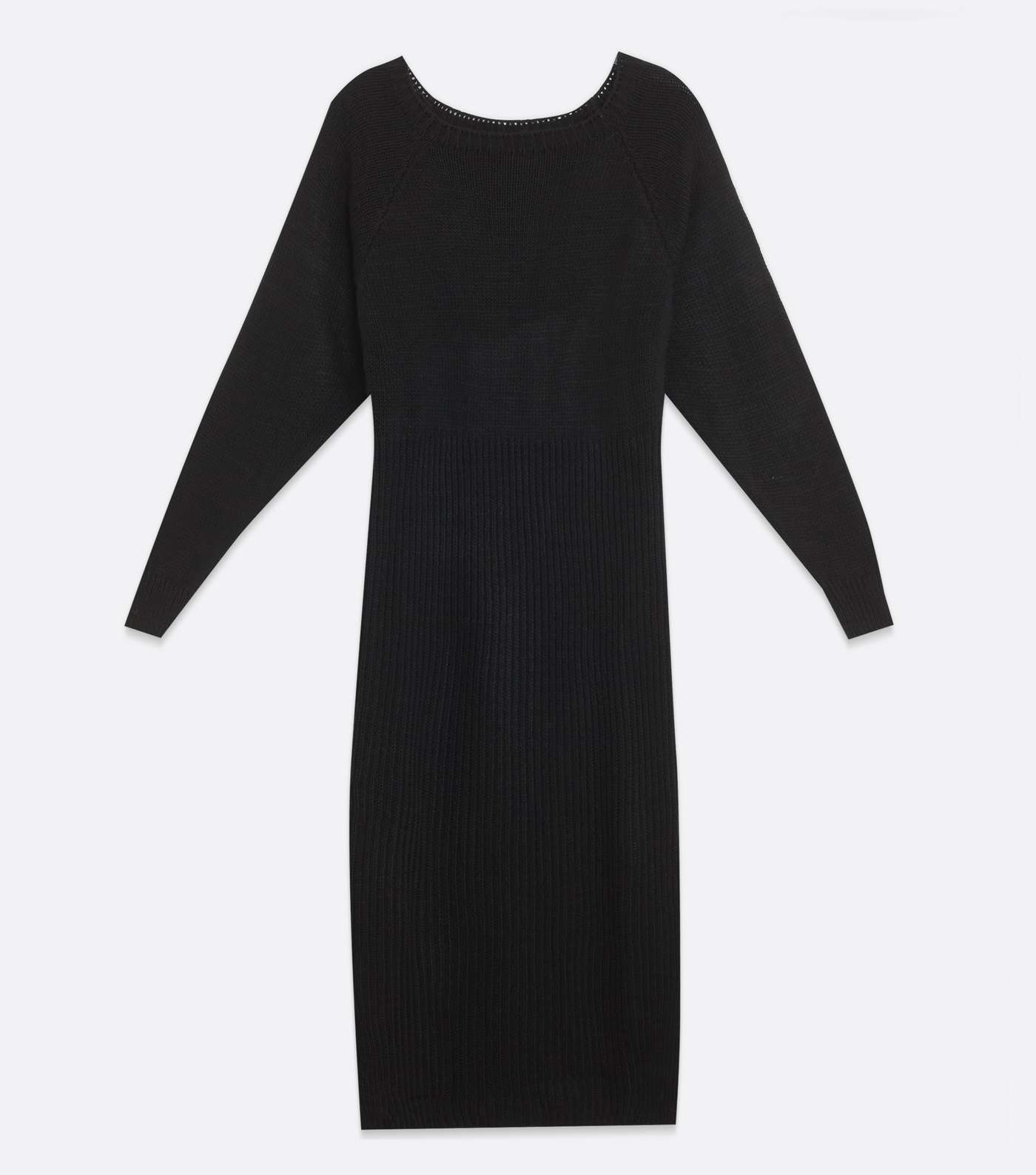 Mela Black Knit Ribbed Midi Dress Image 5