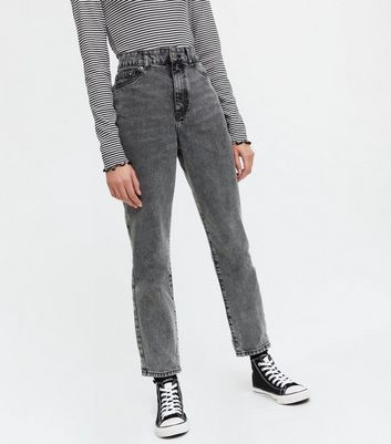 acid wash black mom jeans