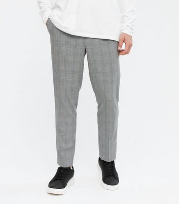 Herrenmode Bekleidung für Herren Dark Grey Check Tie Waist Slim Trousers