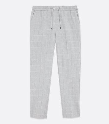 Pale Grey Check Slim Trousers | New Look