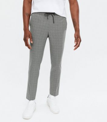 Grey Grid Check Slim Trousers | New Look