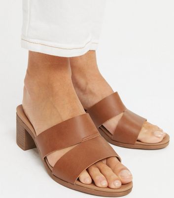 tan mules heels