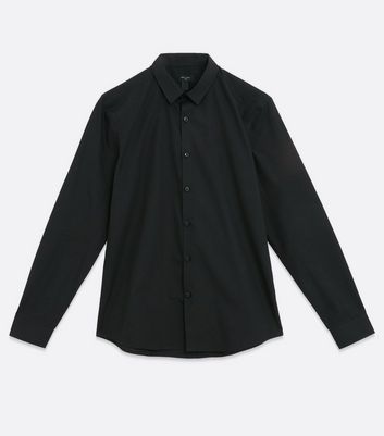 Herrenmode Bekleidung für Herren Black Poplin Long Sleeve Shirt