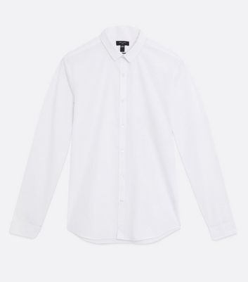 Men's White Poplin Long Sleeve Shirt New Look