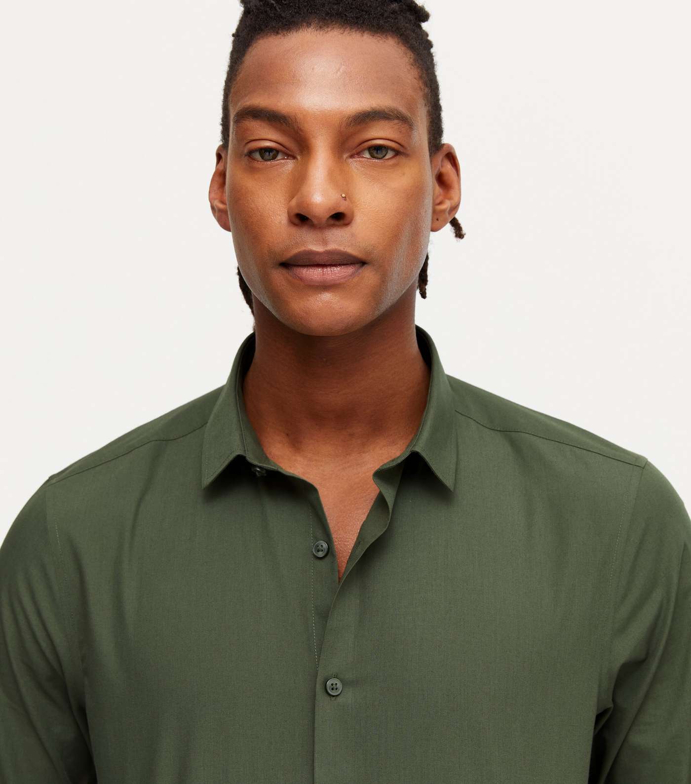 Khaki Poplin Long Sleeve Shirt Image 3