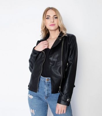 new look womens black leather jacket