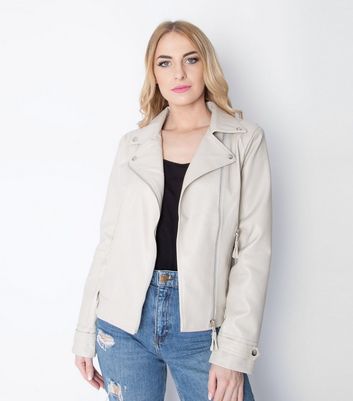 womens cream biker jacket