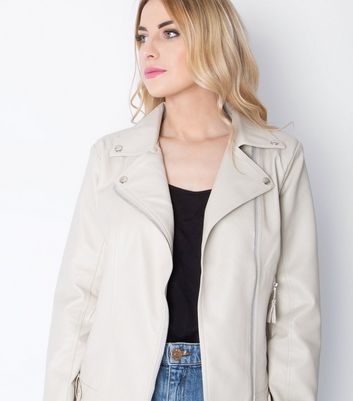 cream leather look jacket