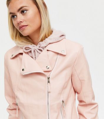 pink leather look jacket