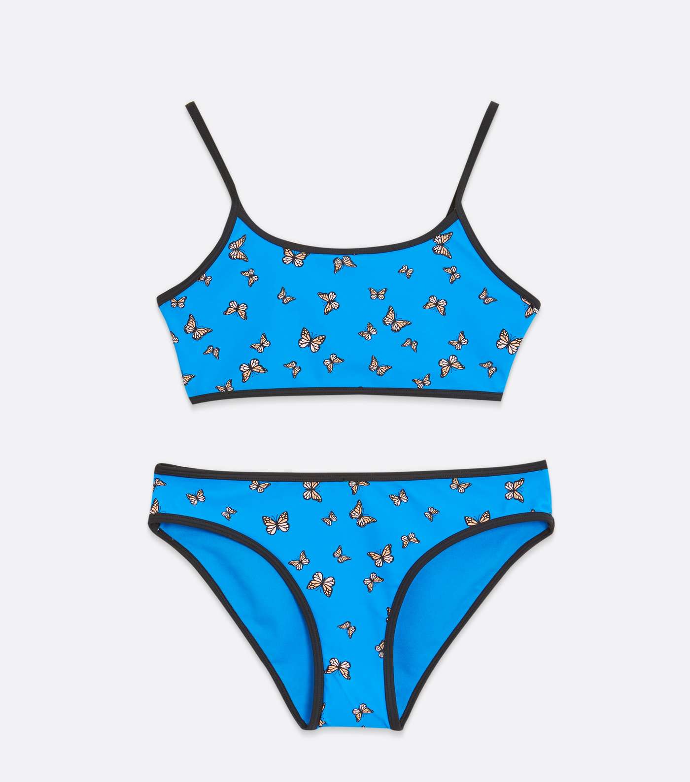 Girls Blue Butterfly Scoop Neck Bikini Set