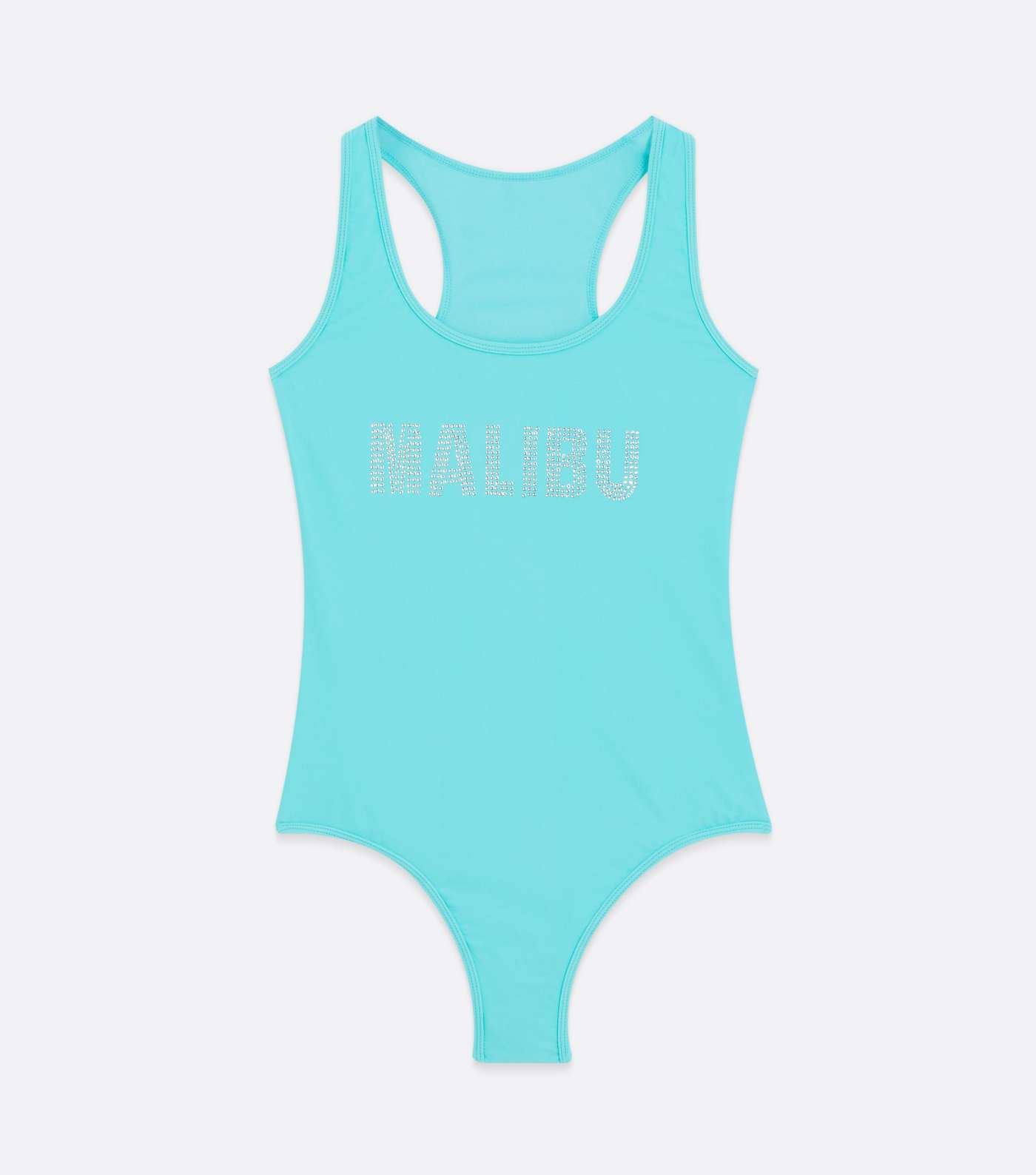 Girls Mint Green Malibu Diamanté Logo Swimsuit