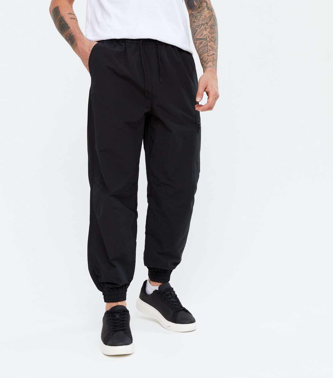 Black Zip Pocket Relaxed Fit Joggers Image 2