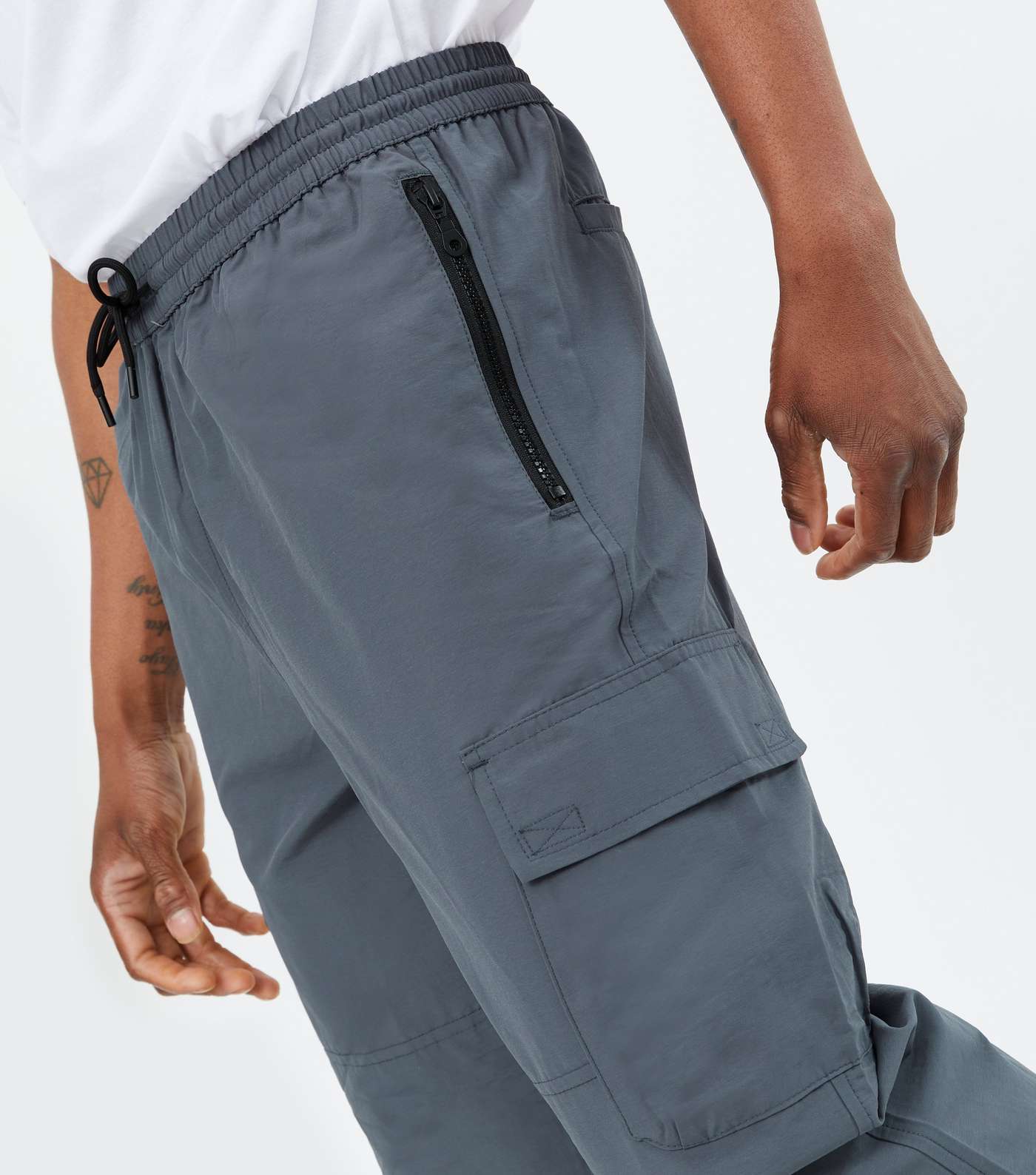 Grey Utility Pocket Relaxed Fit Joggers Image 3