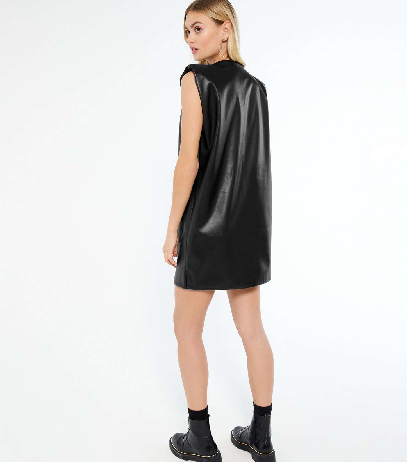 Pink Vanilla Black Leather-Look Shift Dress Image 3
