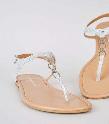 New look hot sale silver flat sandals