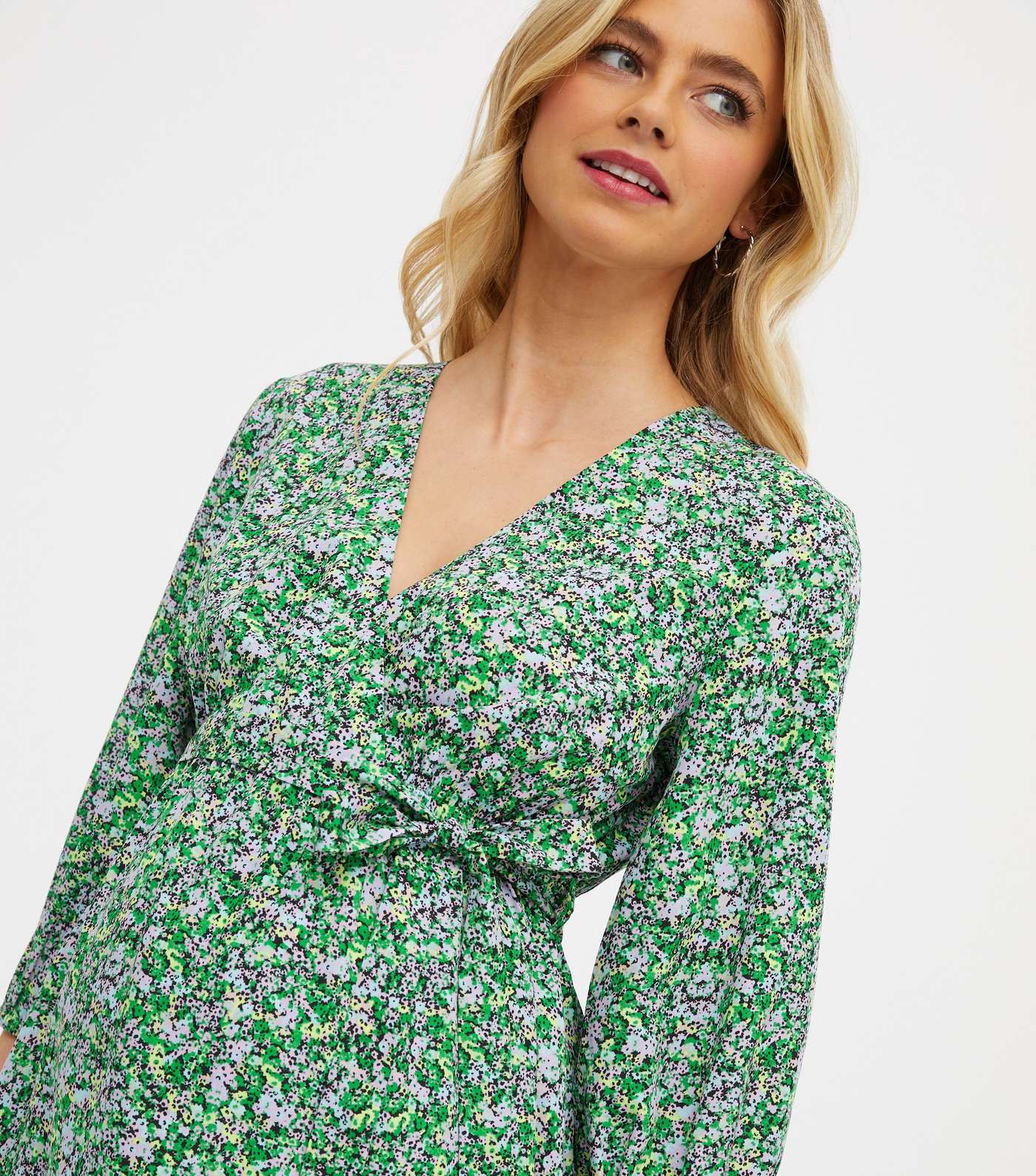 Maternity Green Floral Tie Waist Top Image 4