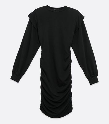 Image of Pink Vanilla Black Hooded Shoulder Ruched Dress New Look