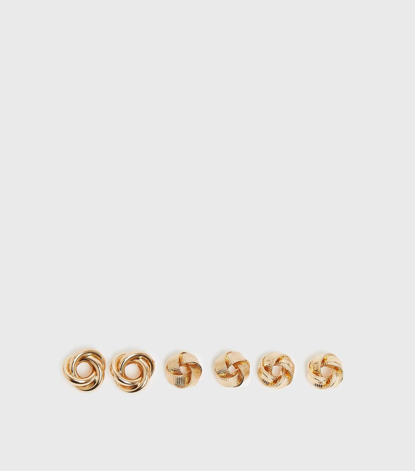 3 Pack Gold Knot Stud Earrings