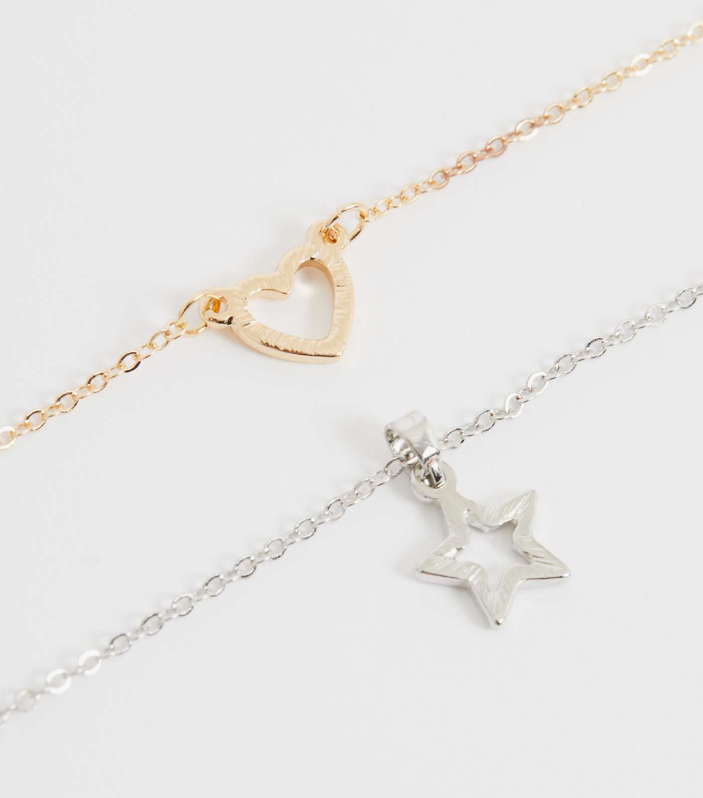 2 Pack Gold Heart and Silver Star Necklaces
