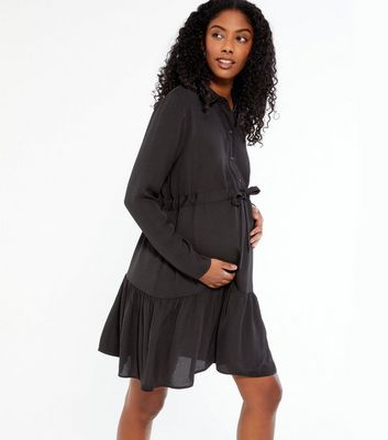 maternity black shirt dress