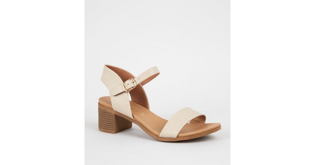 Cream Mid Block Heel Sandals New Look