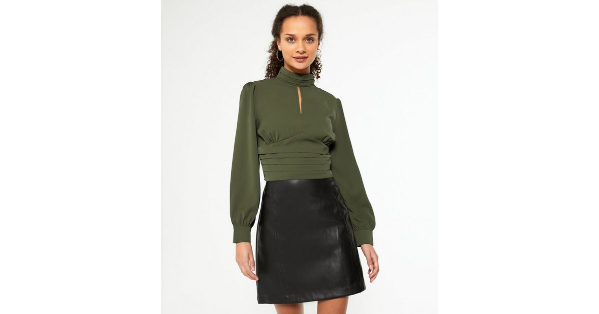 Pink Vanilla Khaki Open Back High Neck Top New Look