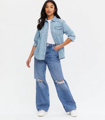 Petite Pale Blue Denim Shirt | New Look