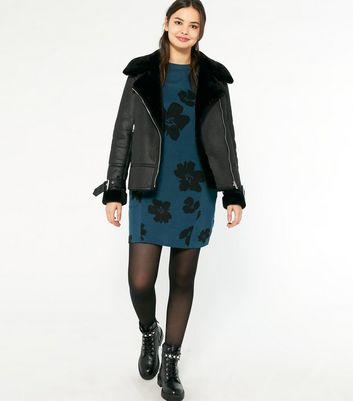 Image of Apricot Blue Floral Long Sleeve Mini Dress New Look