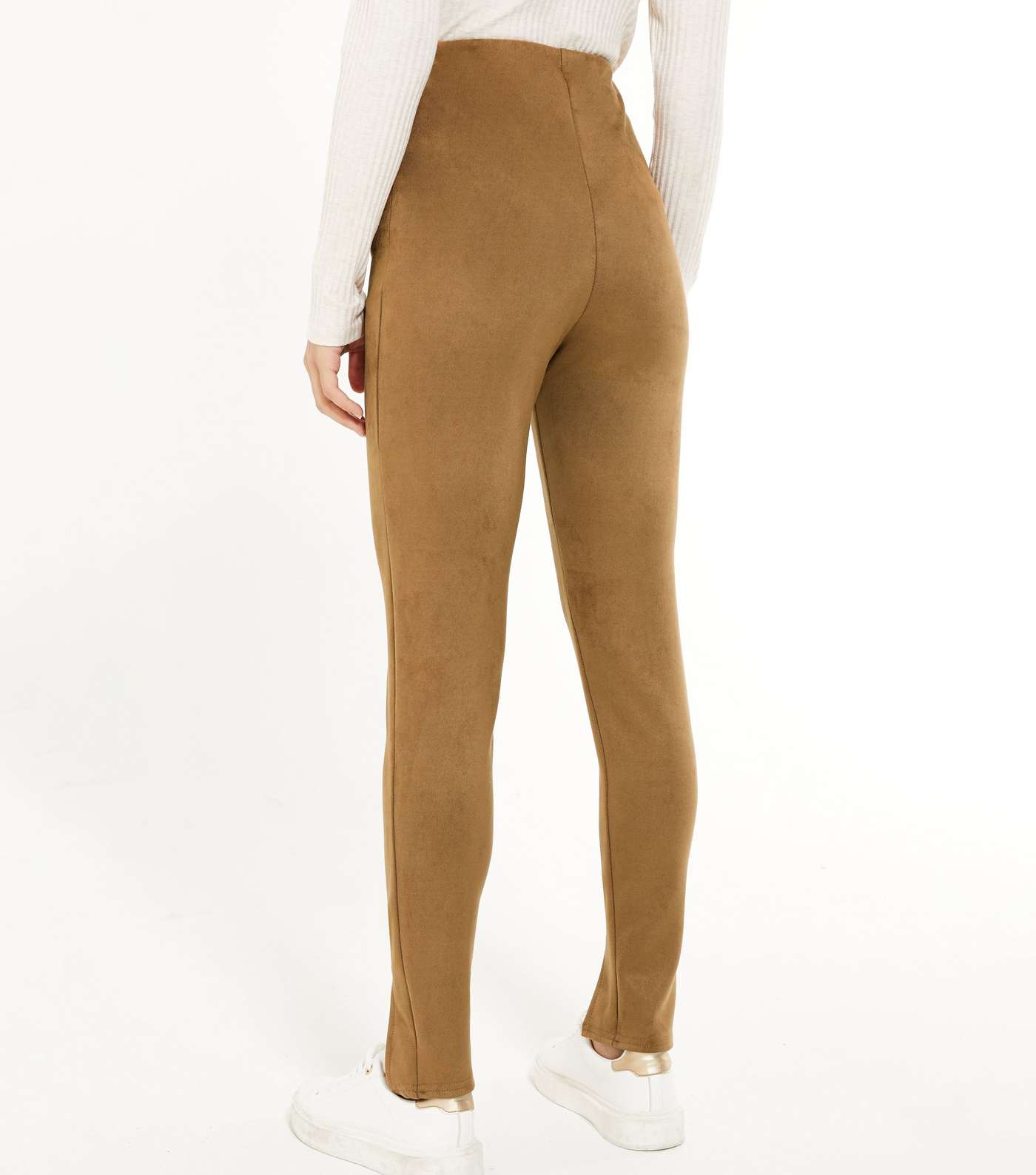 Pink Vanilla Camel Suedette Pintuck Trousers Image 3