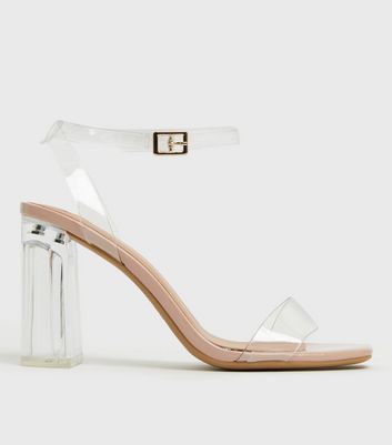 Cream Clear 2 Part Block Heel Sandals New Look Vegan