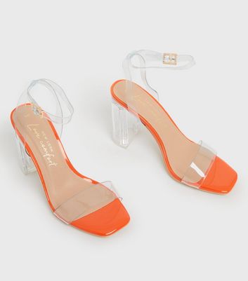 Bright Orange Clear 2 Part Block Heel 