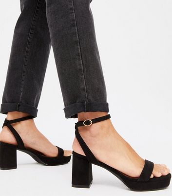 black wide fit platform heels