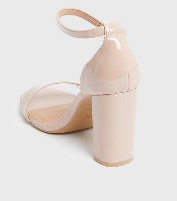 cream block heel sandals wide fit