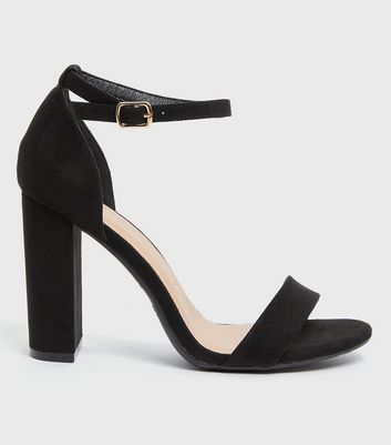 black wide fit heeled sandals