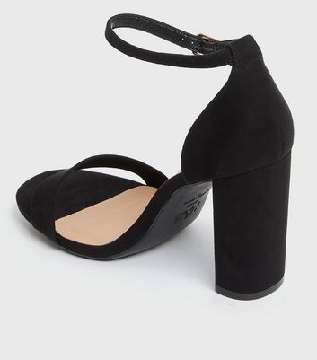shop for Wide Fit Black Strappy Block Heel Sandals New Look Vegan at Shopo