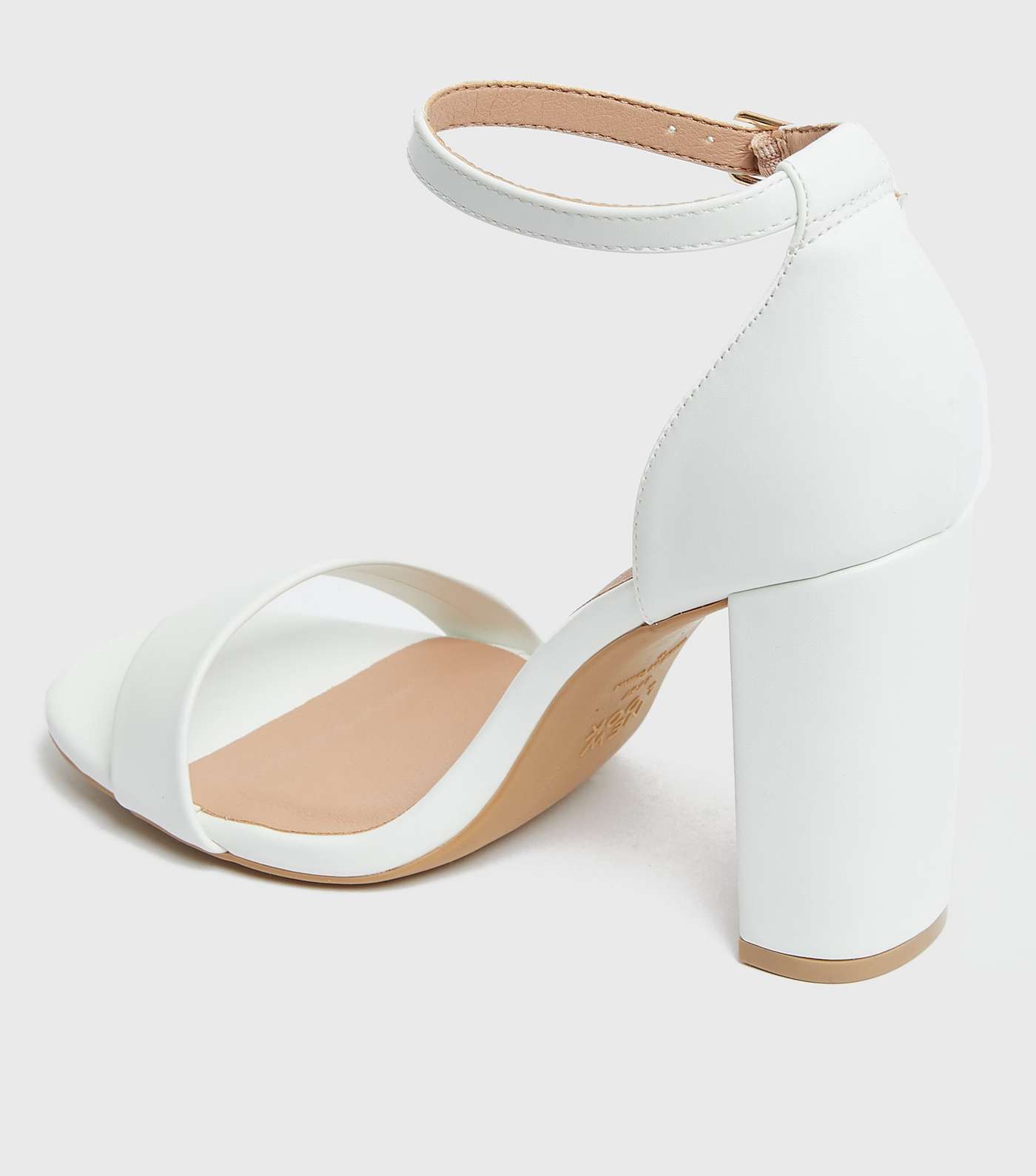 Wide Fit White Strappy Block Heel Sandals Image 4