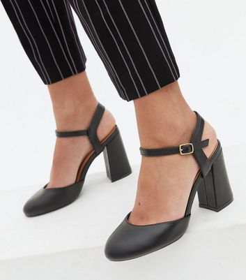 block heel court shoes with ankle strap