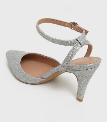 Damen Schuhe & Stiefel Wide Fit Silver Glitter Pointed Court Shoes