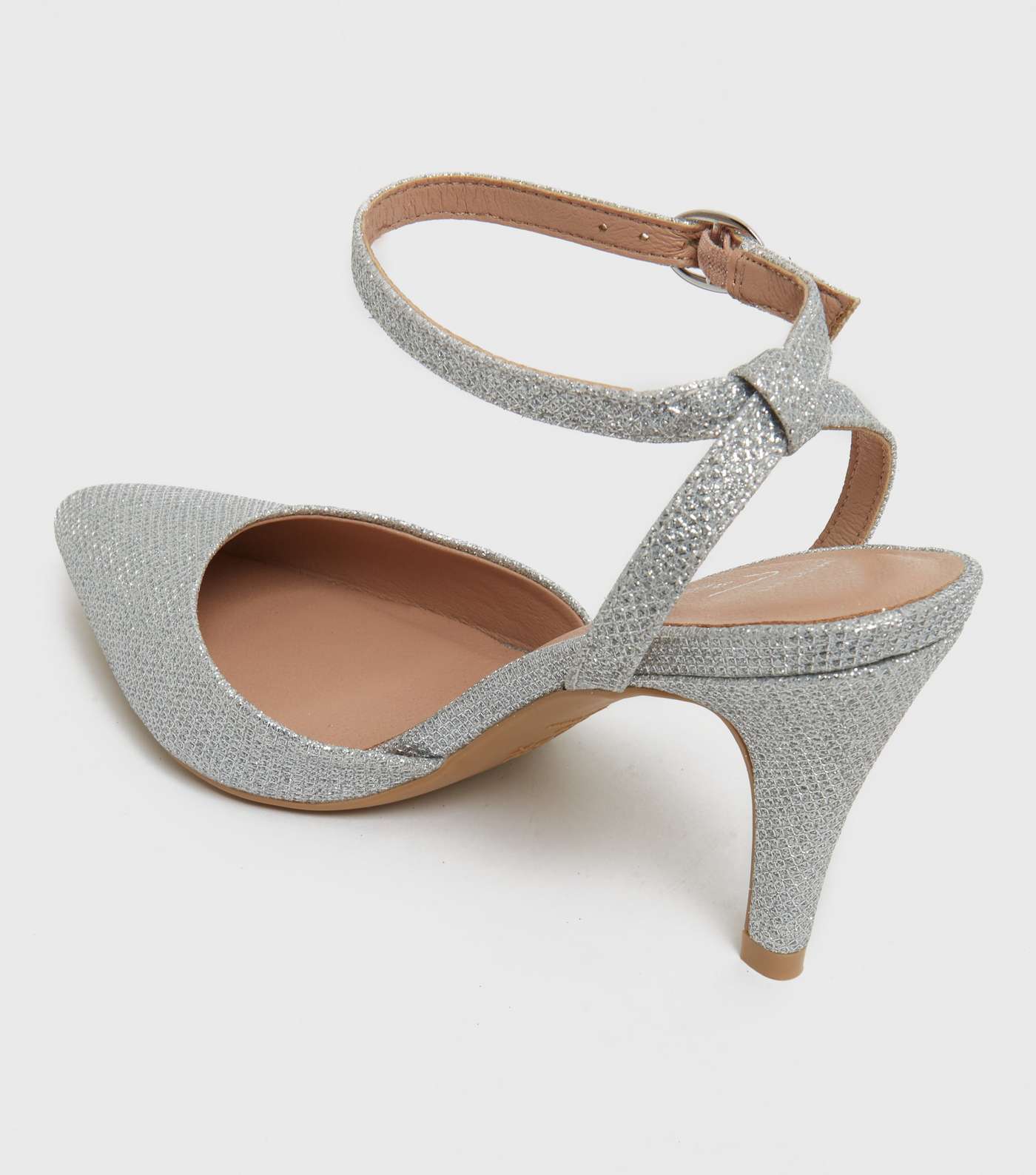 Wide Fit Silver Glitter Pointed Court Shoes Image 4