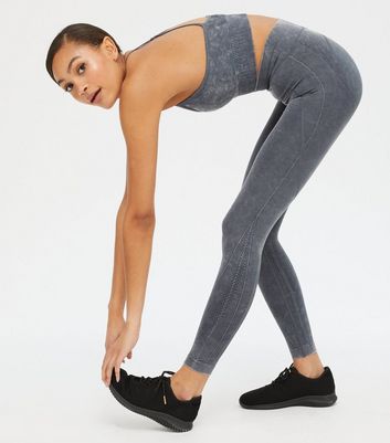 Urban Bliss Black Acid Wash Sports Leggings New Look