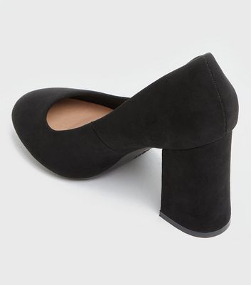 wide fit black suede court shoes